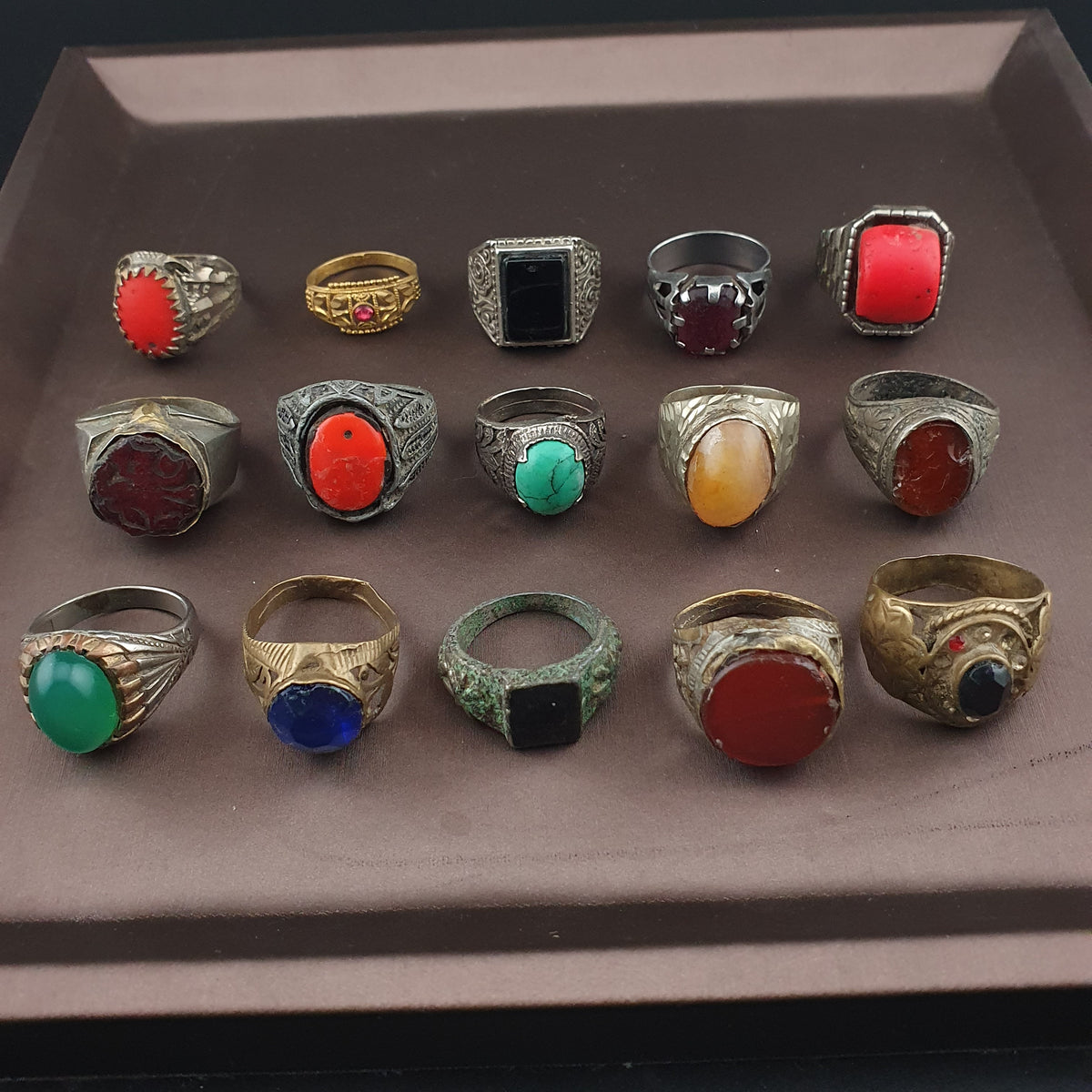 Antique Brass Ring Collection 15 Mixed Vintage Handmade Rings
