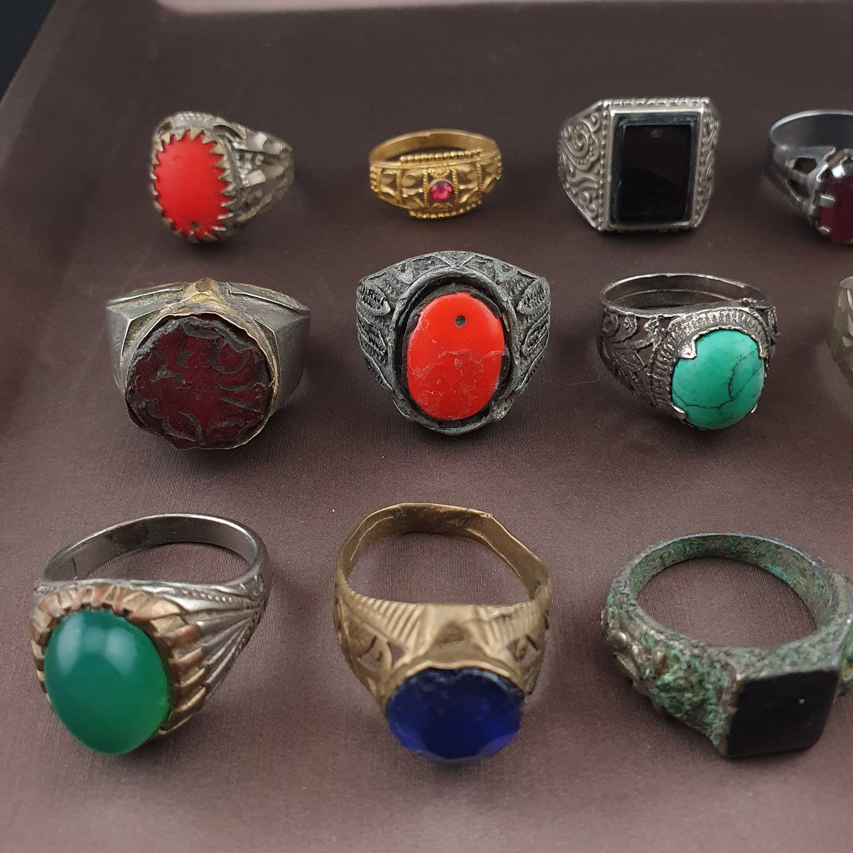 Antique Brass Ring Collection 15 Mixed Vintage Handmade Rings