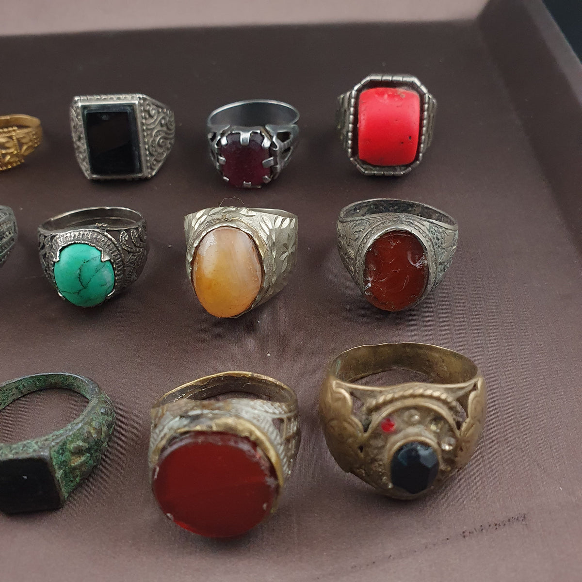 Antique Brass Ring Collection 15 Mixed Vintage Handmade Rings