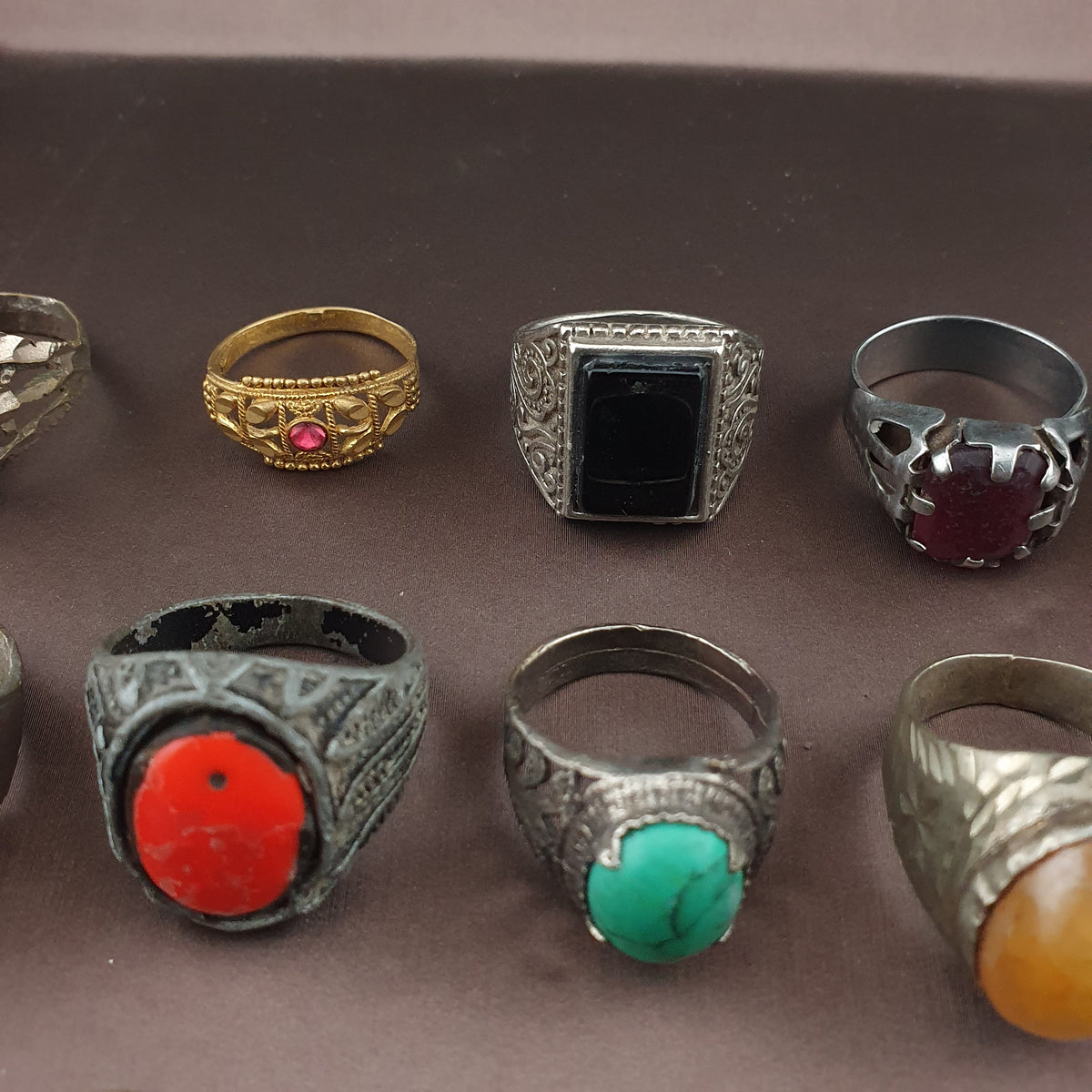 Antique Brass Ring Collection 15 Mixed Vintage Handmade Rings