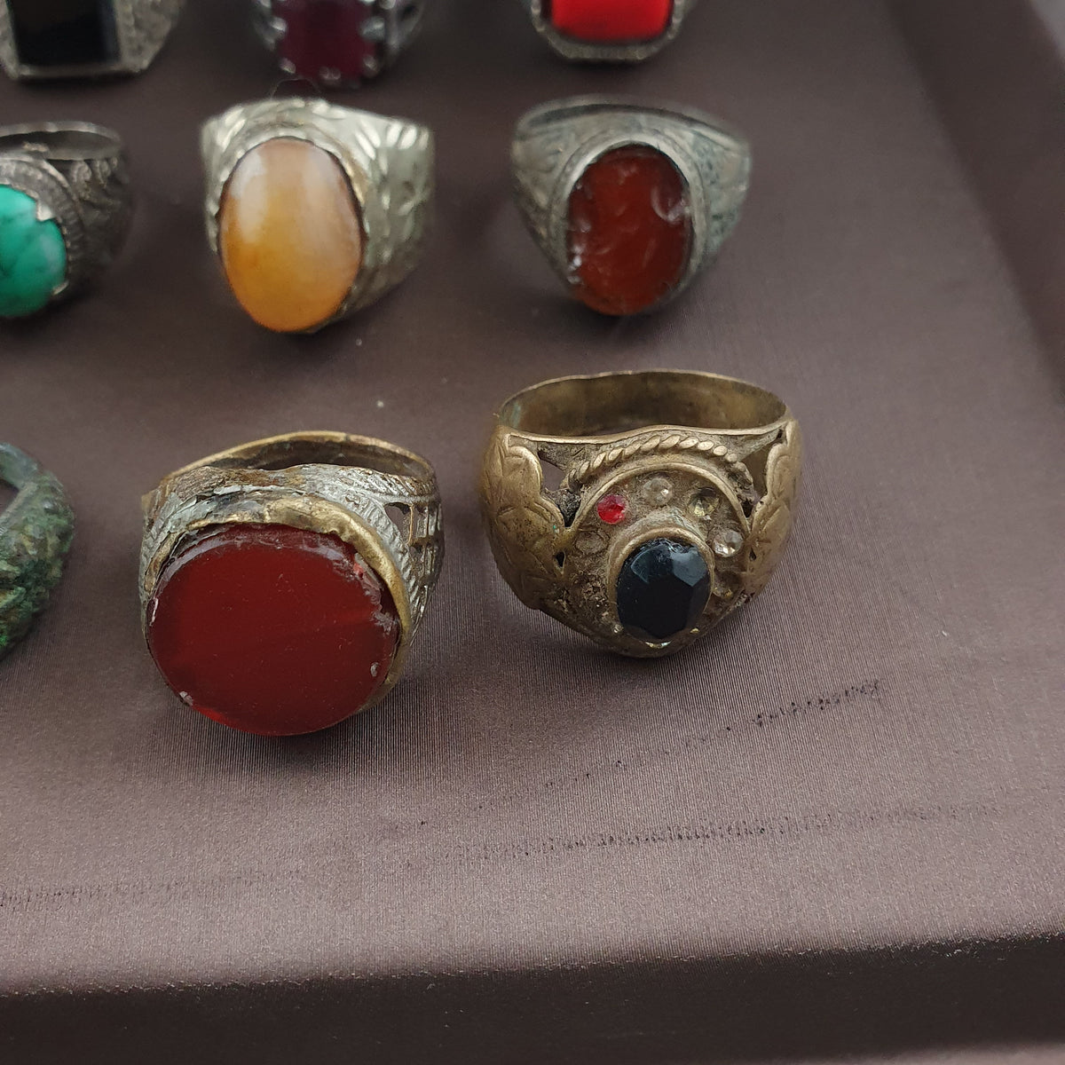 Antique Brass Ring Collection 15 Mixed Vintage Handmade Rings