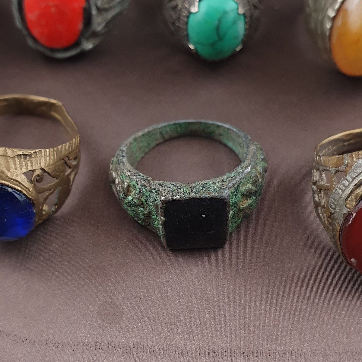 Antique Brass Ring Collection 15 Mixed Vintage Handmade Rings