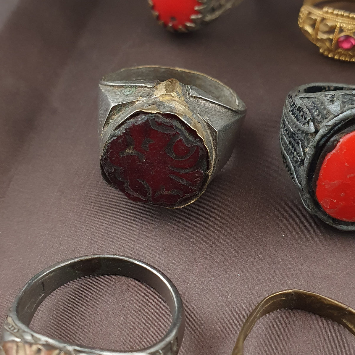 Antique Brass Ring Collection 15 Mixed Vintage Handmade Rings