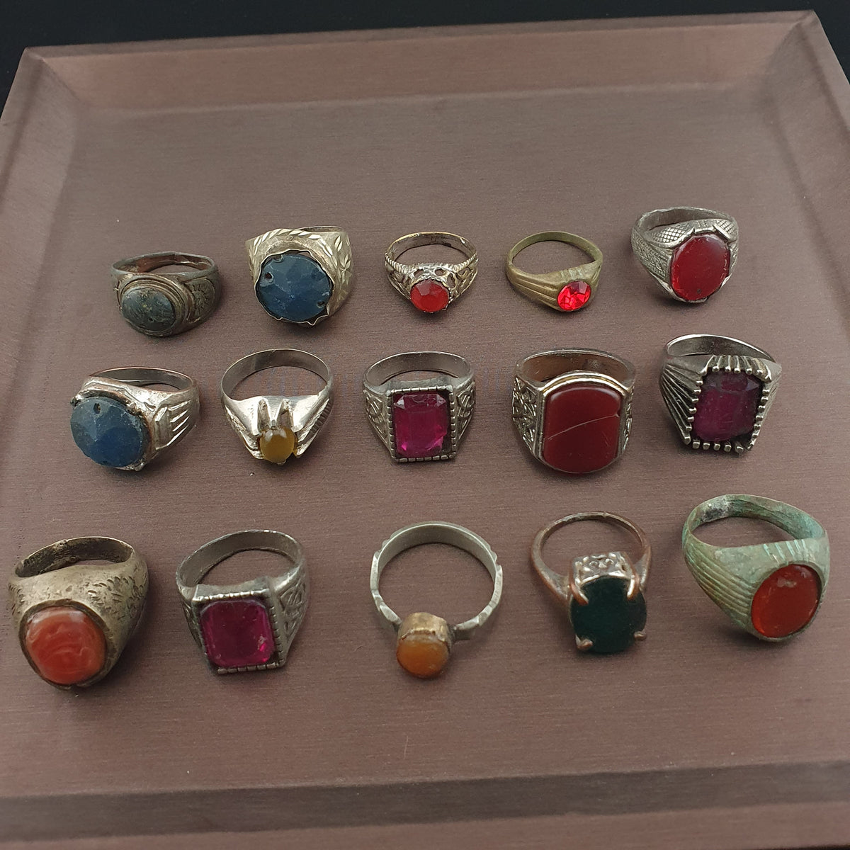 Collectible Antique Brass Rings 15 Mixed Vintage Handmade Designs