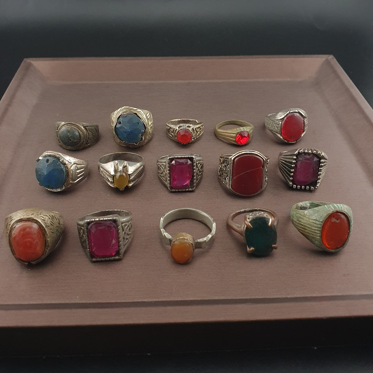 Collectible Antique Brass Rings 15 Mixed Vintage Handmade Designs