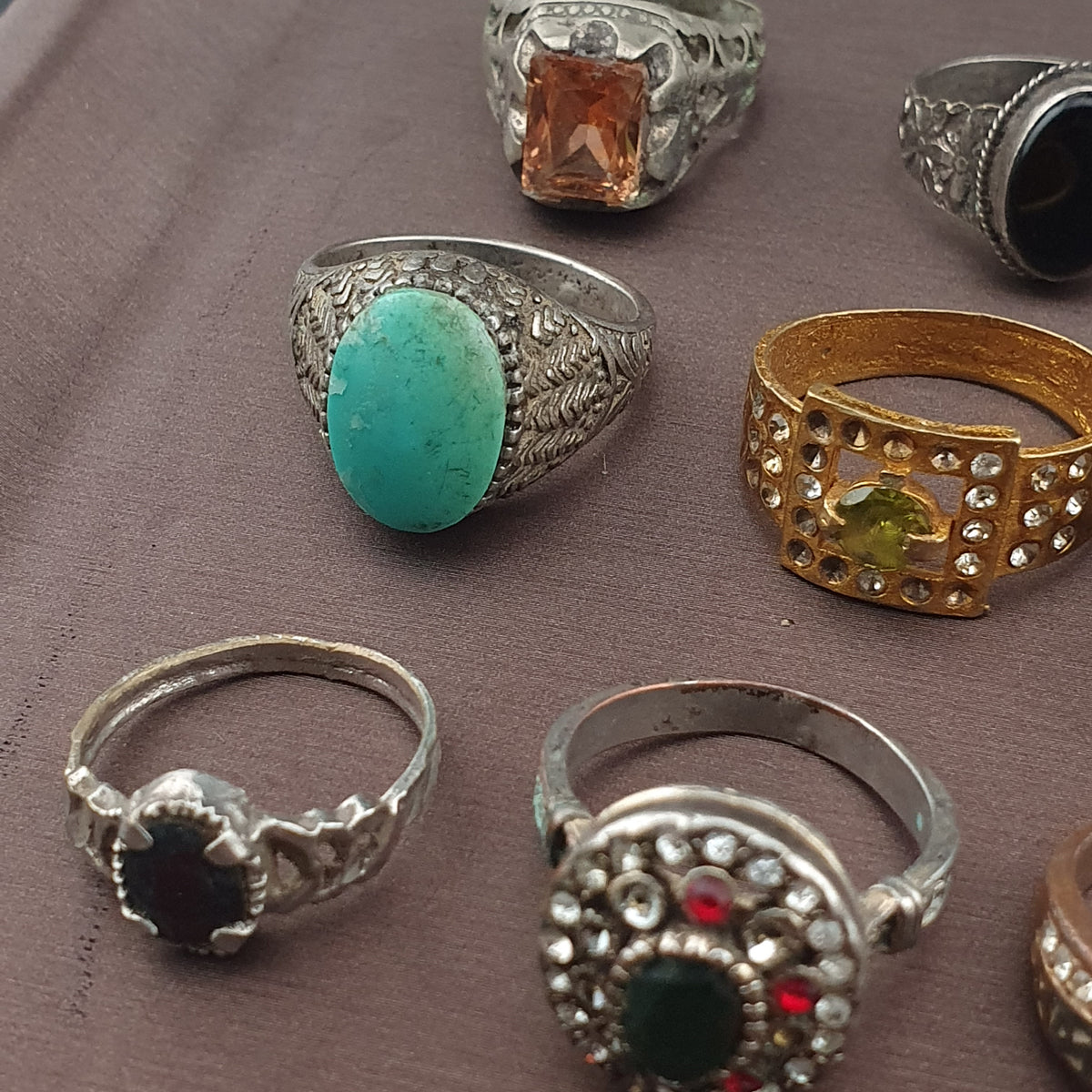 Antique Brass Ring Collection Lot of 15 Handmade Mixed Rings
