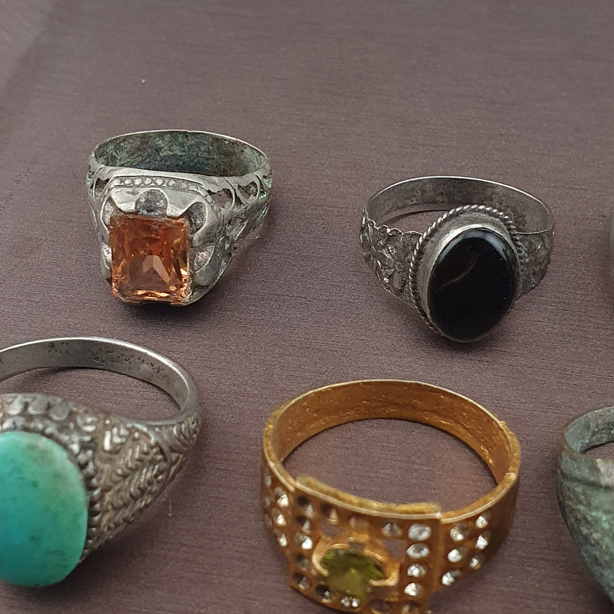 Antique Brass Ring Collection Lot of 15 Handmade Mixed Rings