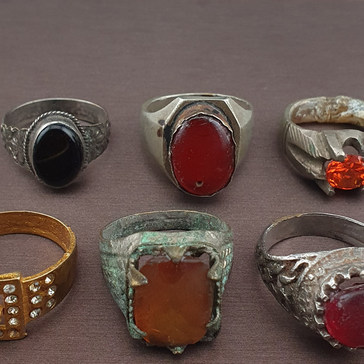 Antique Brass Ring Collection Lot of 15 Handmade Mixed Rings