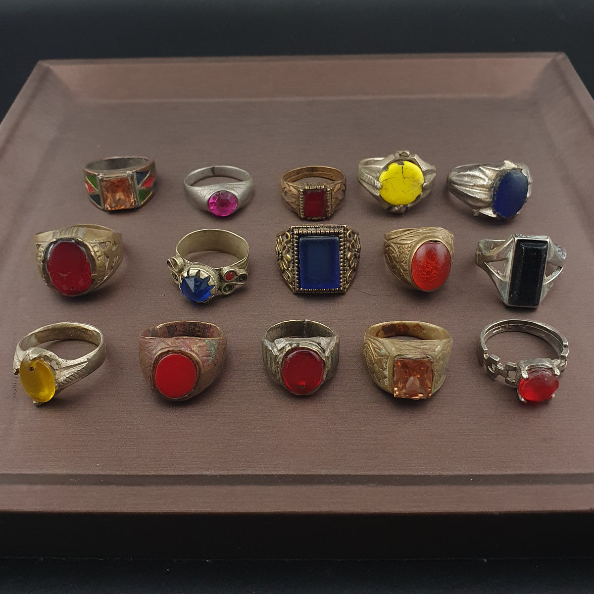 Handmade Brass Rings Lot of 15 Vintage Ancient Style Mixed Designs