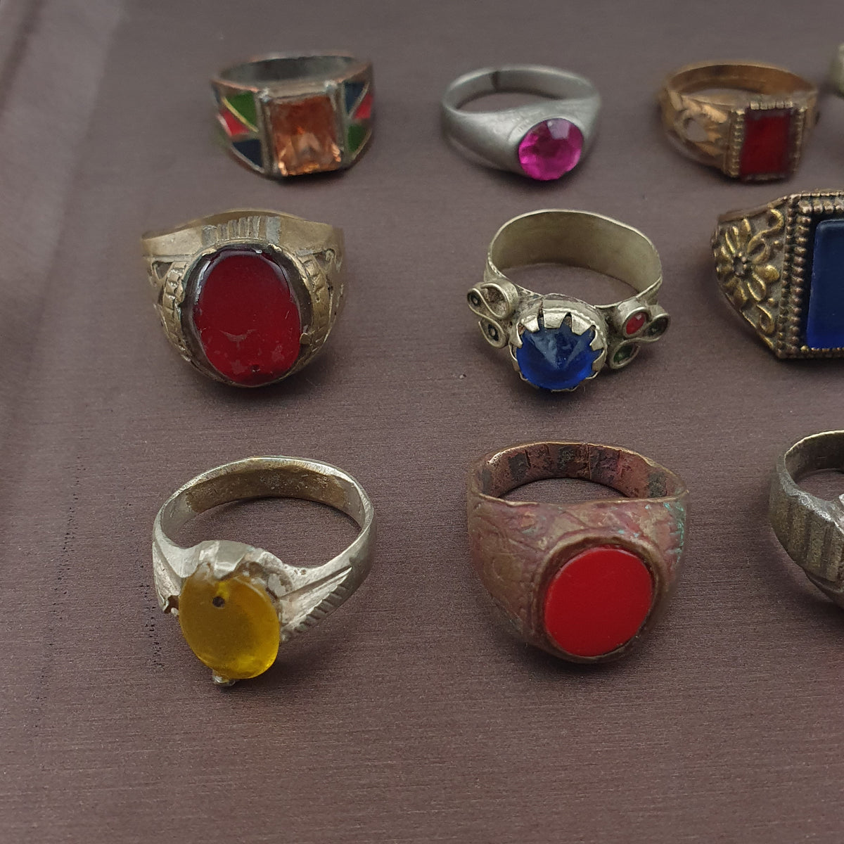 Handmade Brass Rings Lot of 15 Vintage Ancient Style Mixed Designs