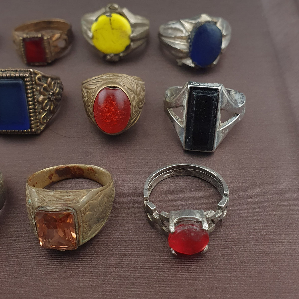 Handmade Brass Rings Lot of 15 Vintage Ancient Style Mixed Designs