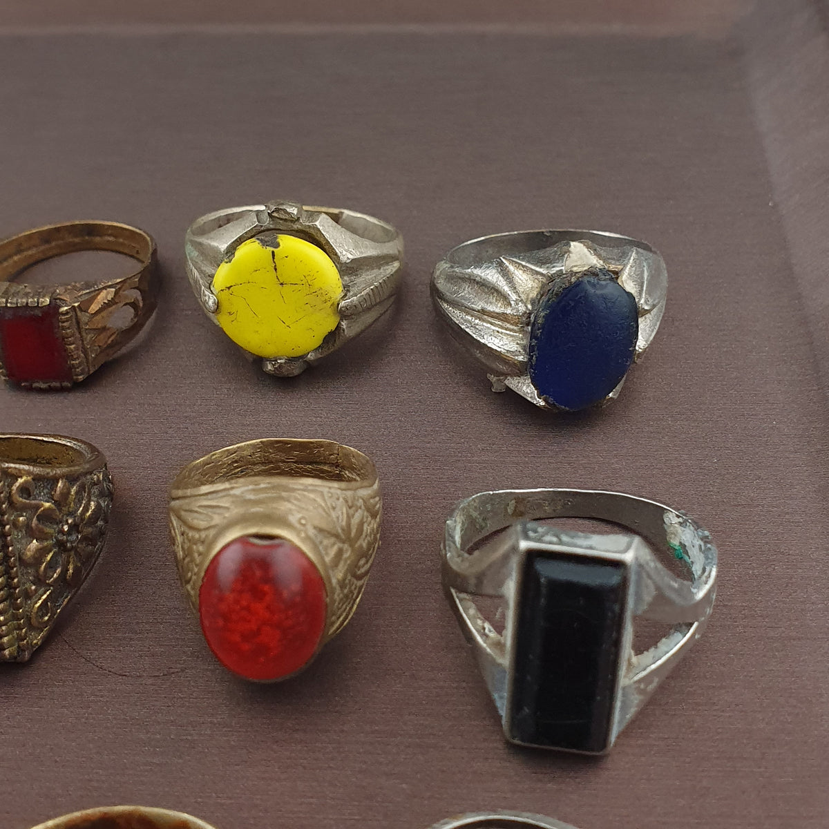 Handmade Brass Rings Lot of 15 Vintage Ancient Style Mixed Designs
