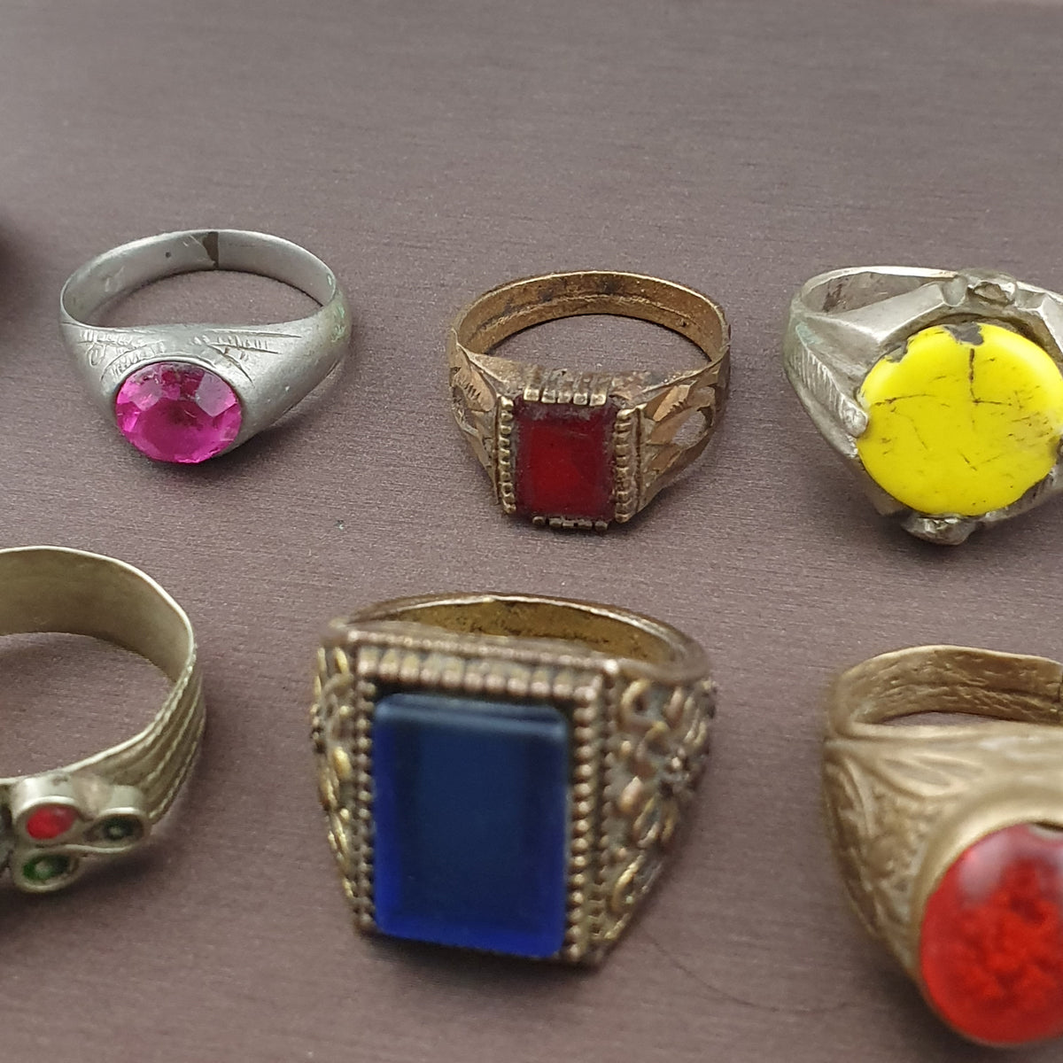 Handmade Brass Rings Lot of 15 Vintage Ancient Style Mixed Designs