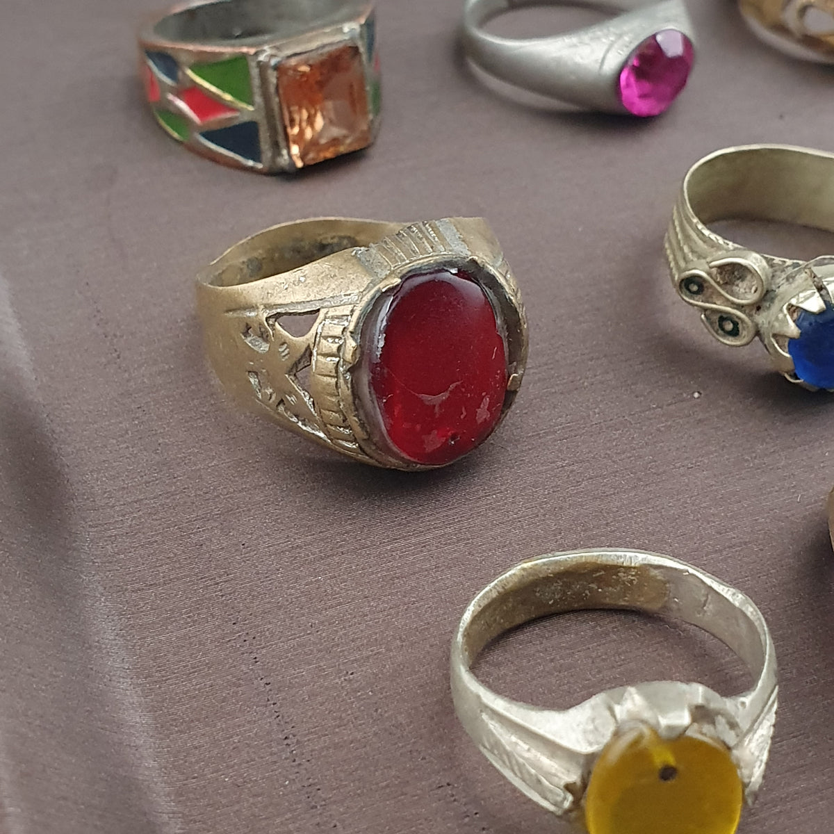 Handmade Brass Rings Lot of 15 Vintage Ancient Style Mixed Designs