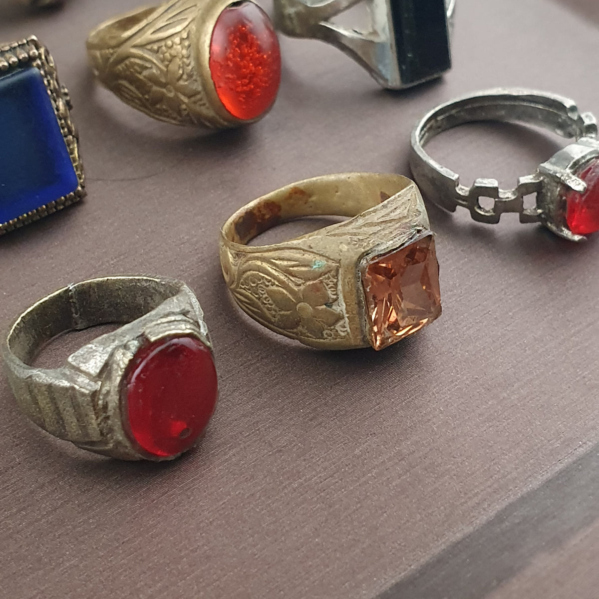Handmade Brass Rings Lot of 15 Vintage Ancient Style Mixed Designs