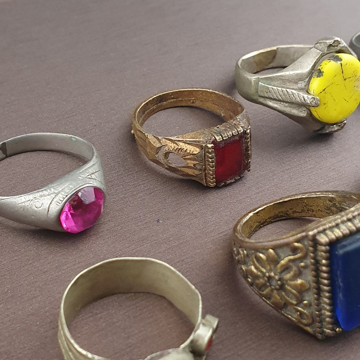 Handmade Brass Rings Lot of 15 Vintage Ancient Style Mixed Designs