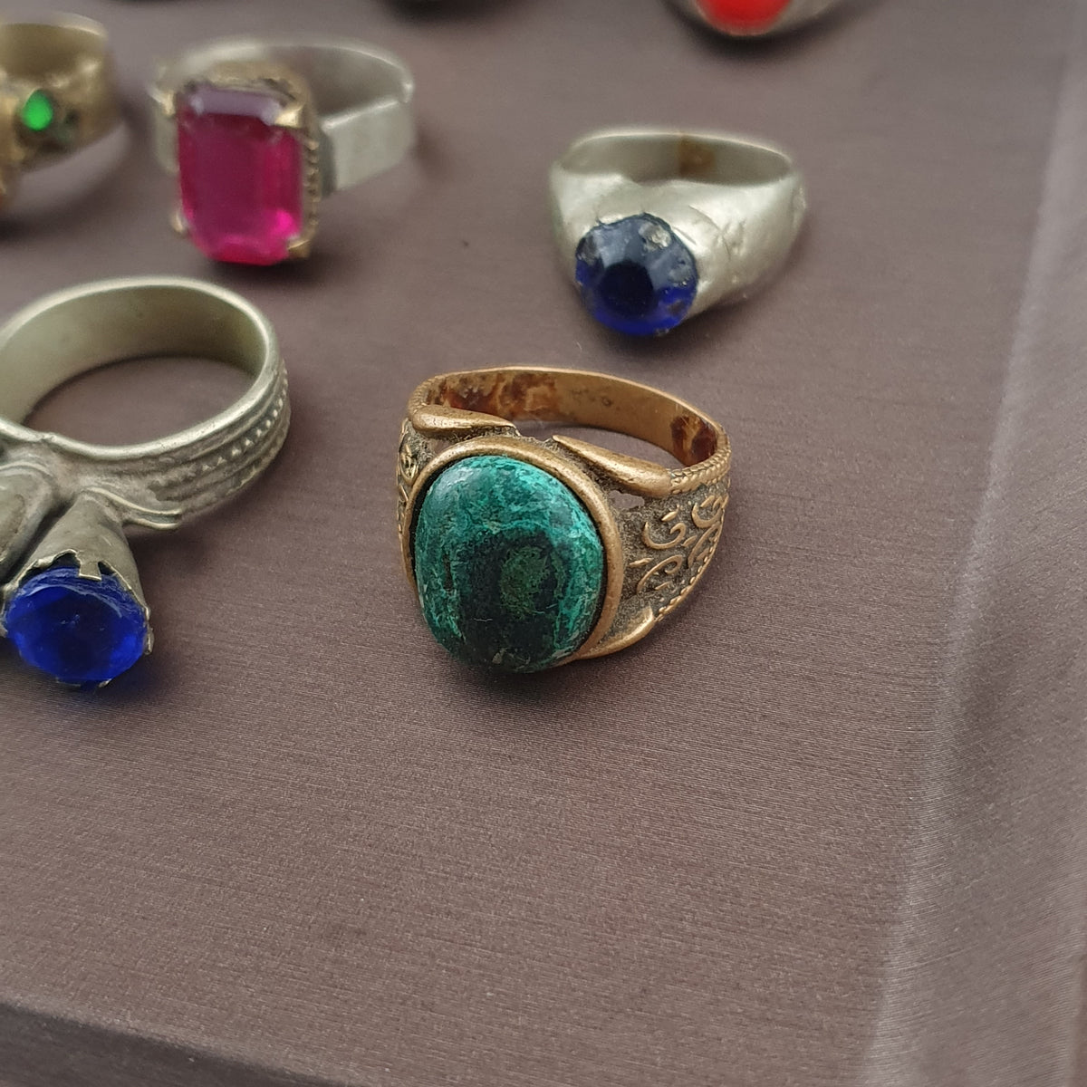 Lot of 15 Handmade Brass Rings  Ancient Style Mixed Vintage Jewelry