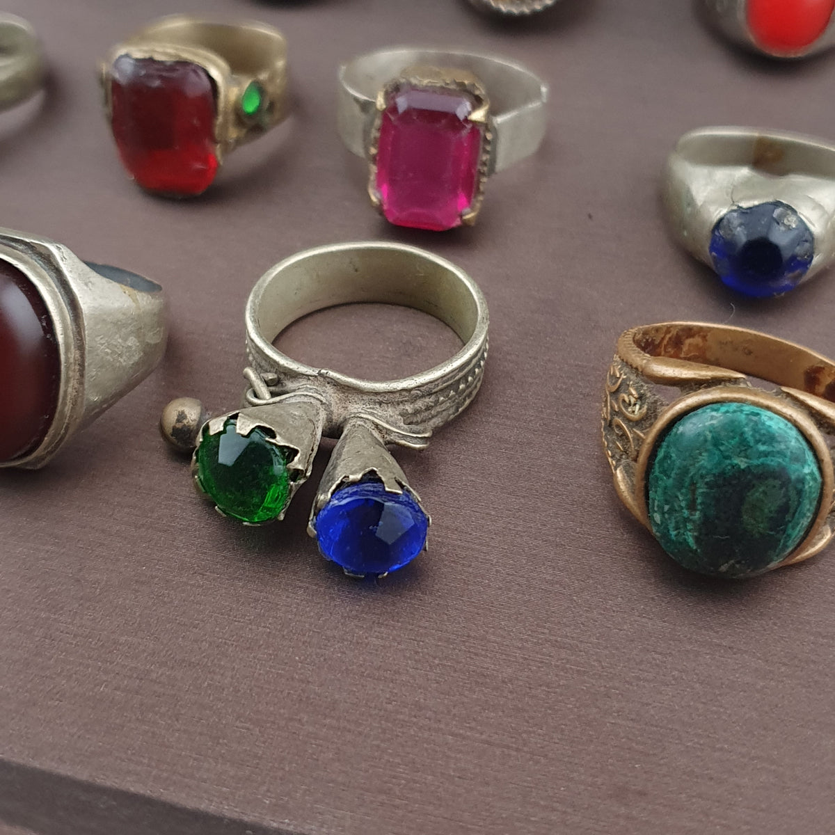 Lot of 15 Handmade Brass Rings  Ancient Style Mixed Vintage Jewelry