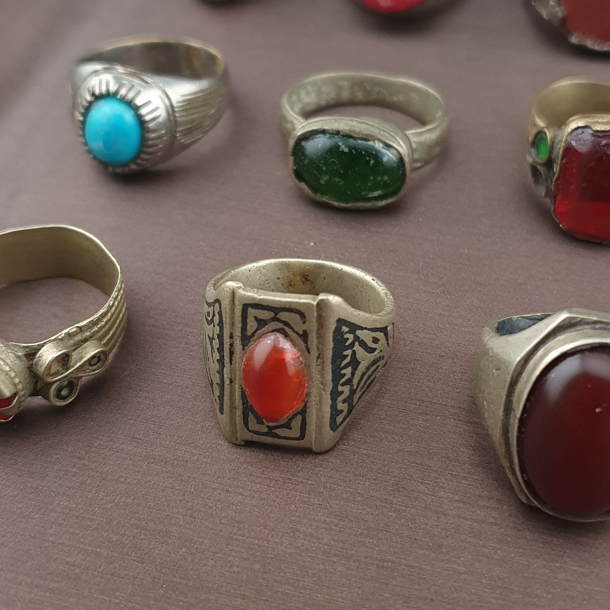 Lot of 15 Handmade Brass Rings  Ancient Style Mixed Vintage Jewelry