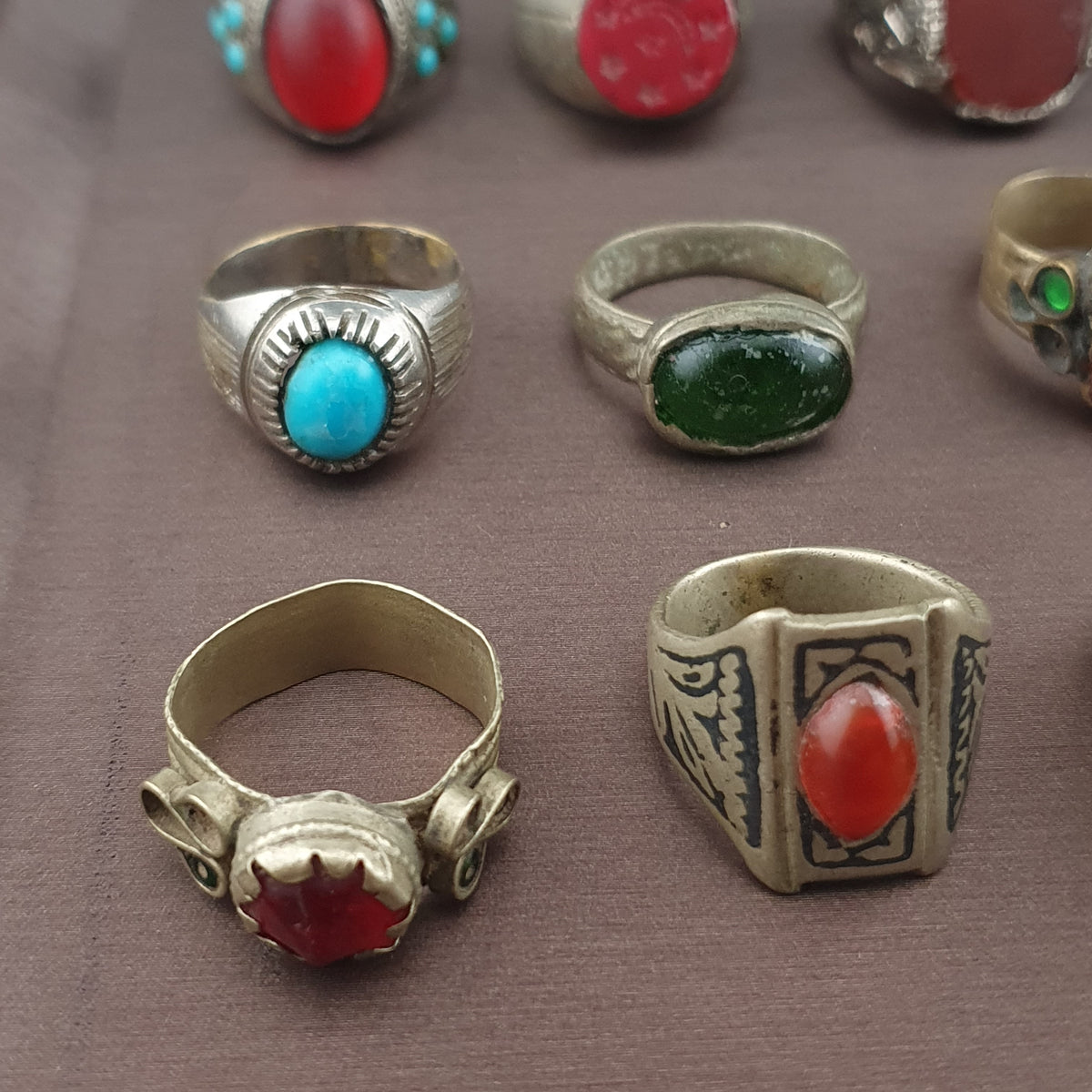 Lot of 15 Handmade Brass Rings  Ancient Style Mixed Vintage Jewelry