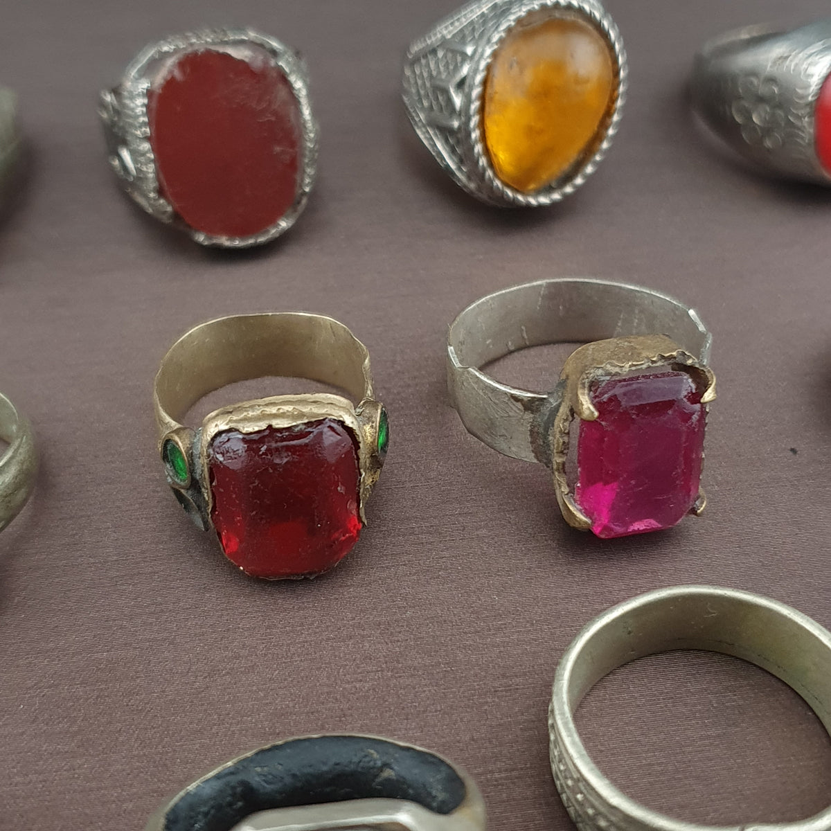 Lot of 15 Handmade Brass Rings  Ancient Style Mixed Vintage Jewelry
