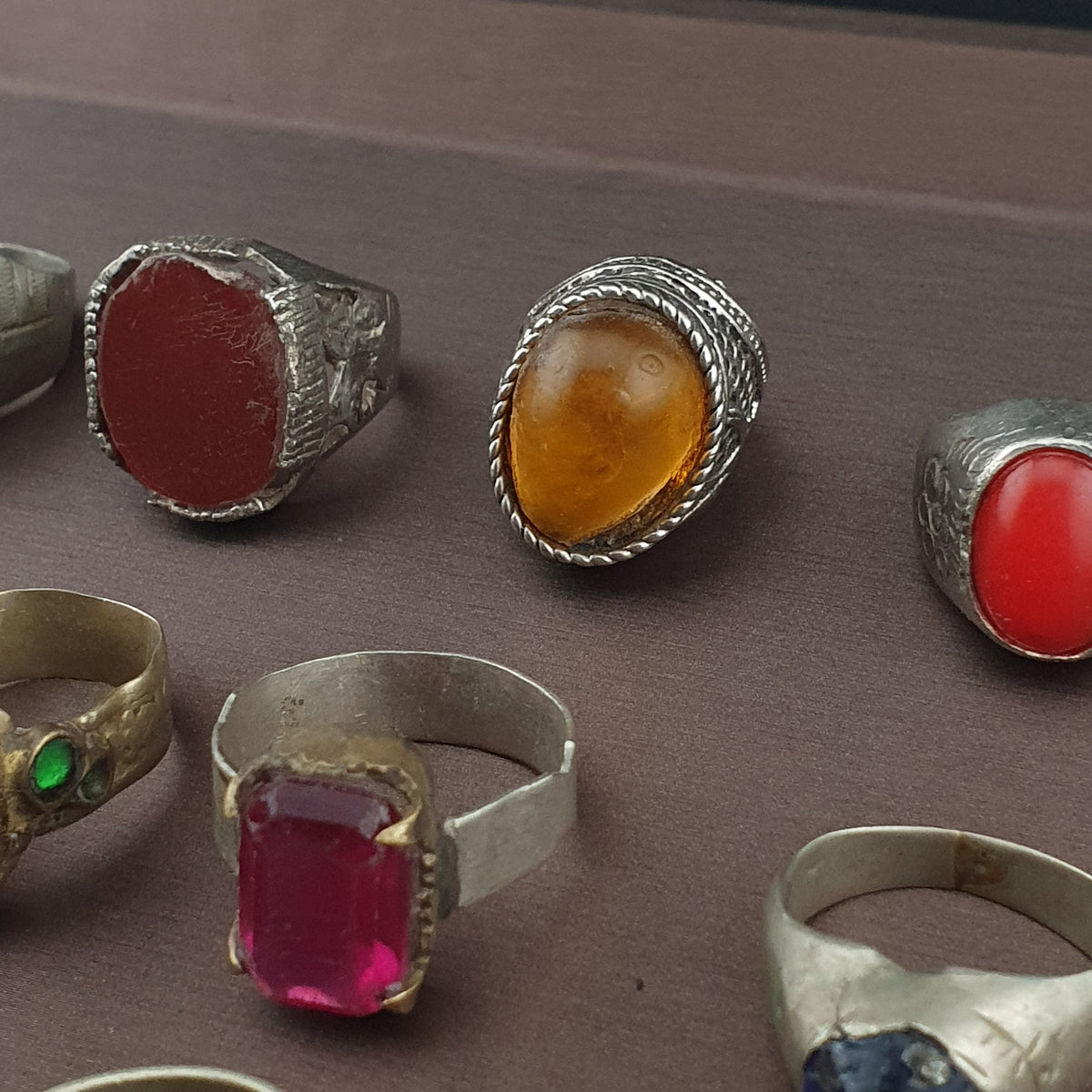 Lot of 15 Handmade Brass Rings  Ancient Style Mixed Vintage Jewelry