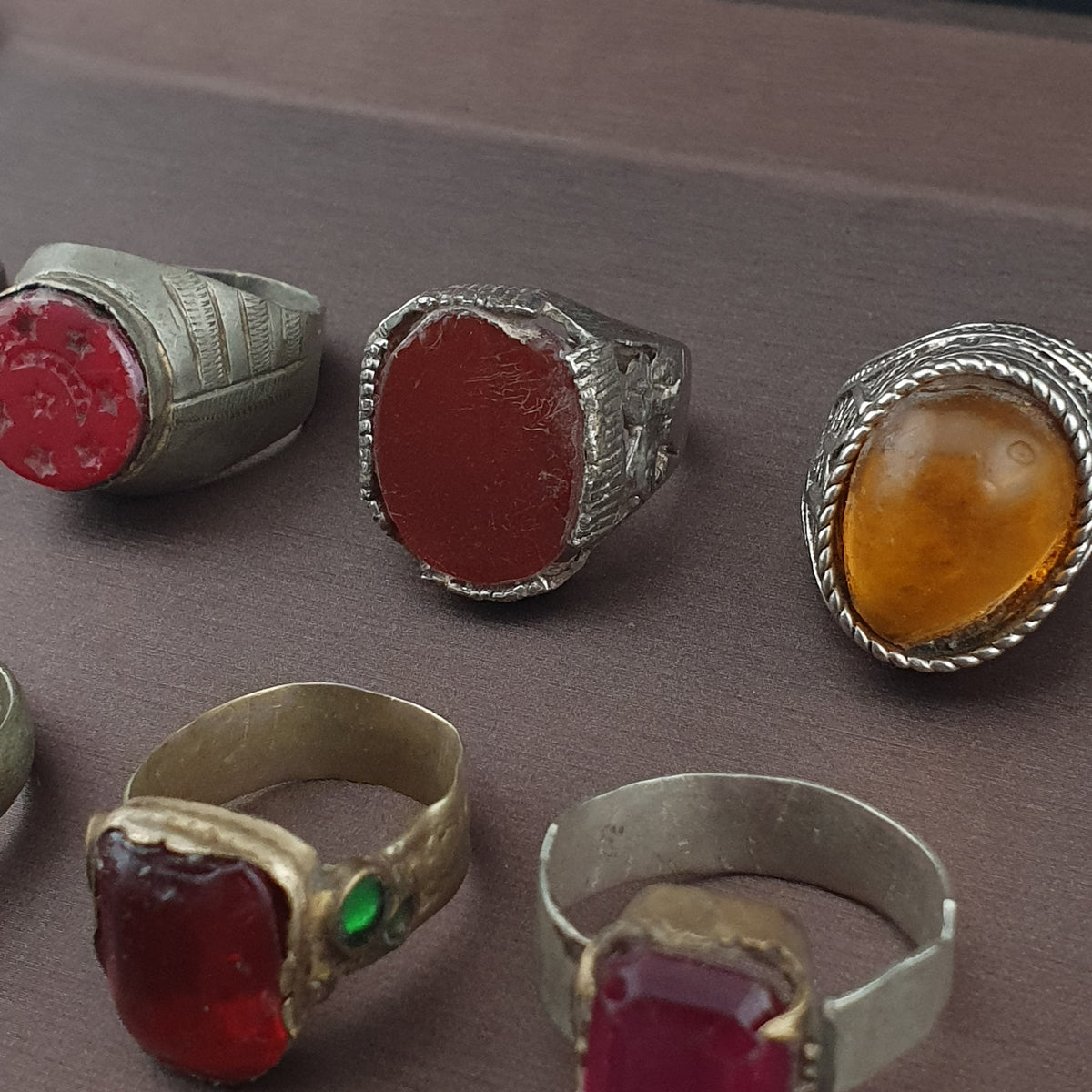 Lot of 15 Handmade Brass Rings  Ancient Style Mixed Vintage Jewelry