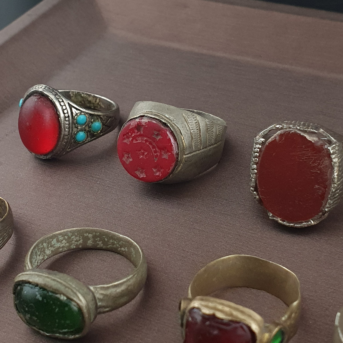 Lot of 15 Handmade Brass Rings  Ancient Style Mixed Vintage Jewelry
