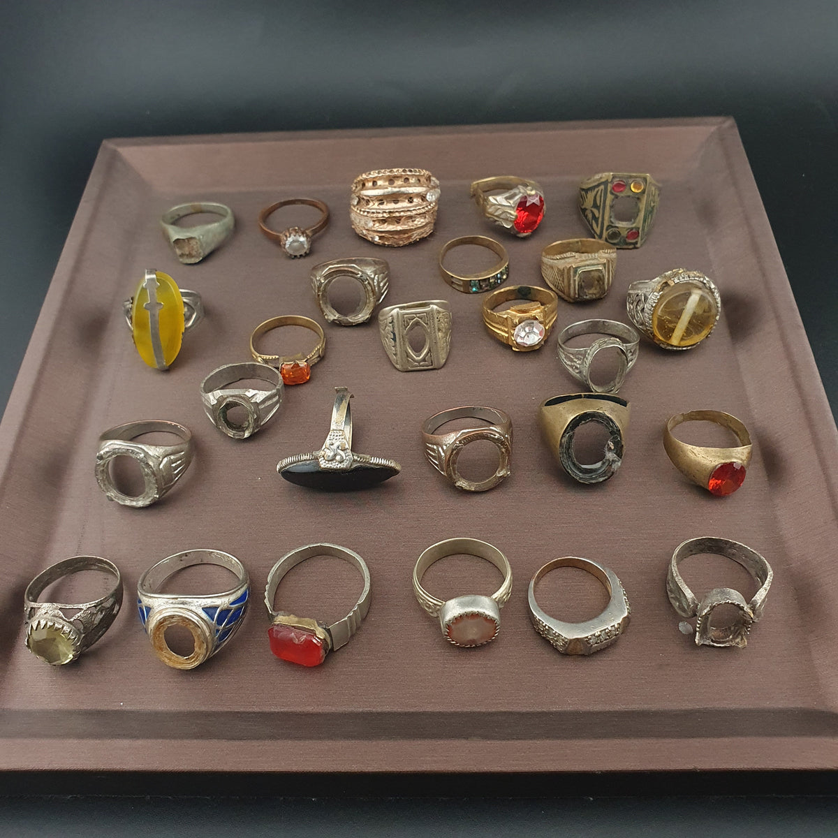 Lot of 24 Antique Rings  Mixed Brass Damaged Antique Style Ring Collection
