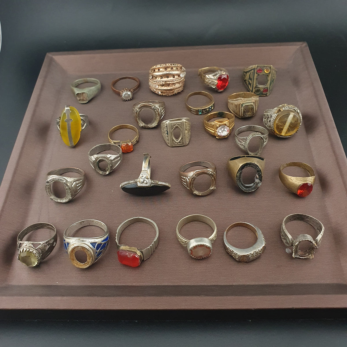 Lot of 24 Antique Rings  Mixed Brass Damaged Antique Style Ring Collection
