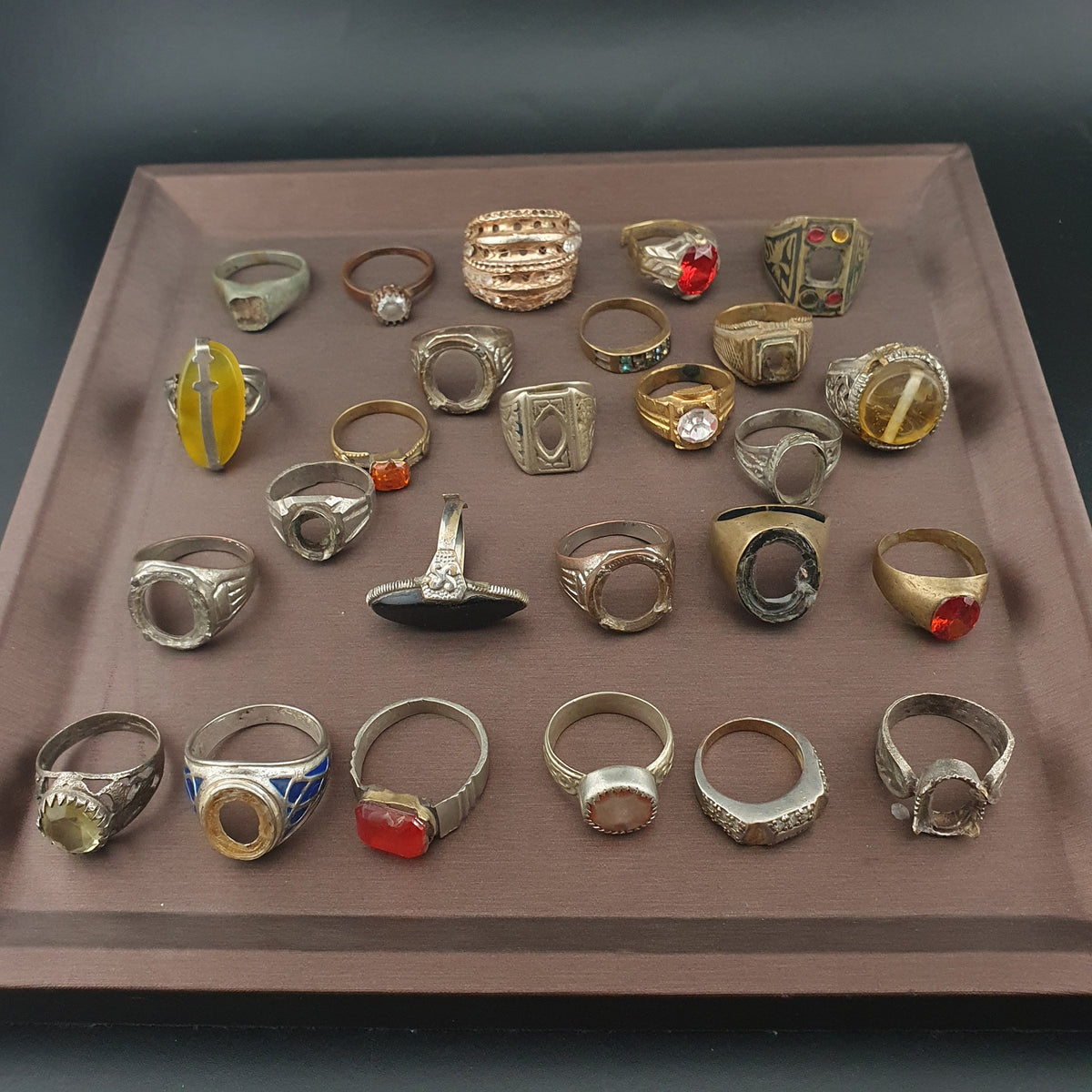 Lot of 24 Antique Rings  Mixed Brass Damaged Antique Style Ring Collection