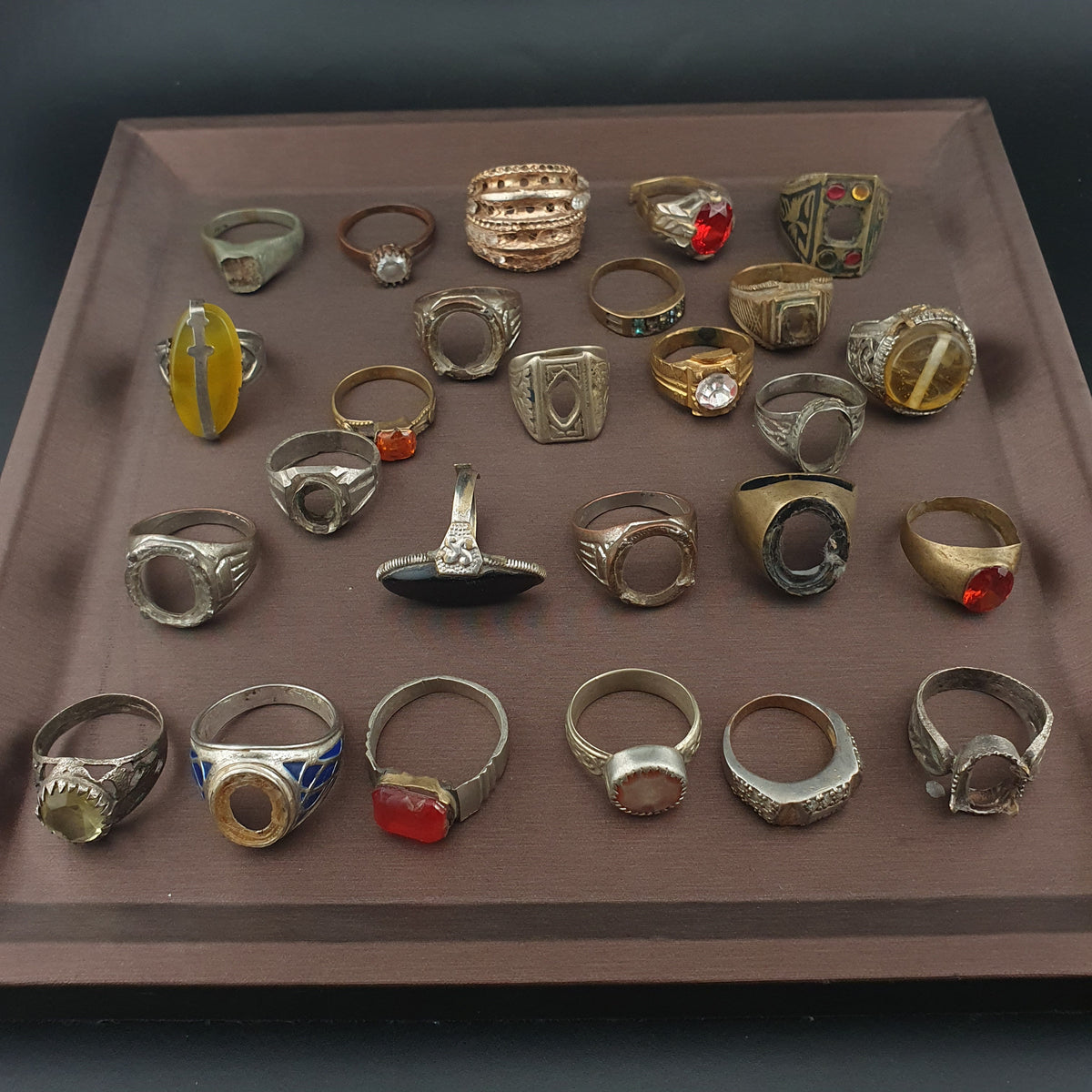 Lot of 24 Antique Rings  Mixed Brass Damaged Antique Style Ring Collection