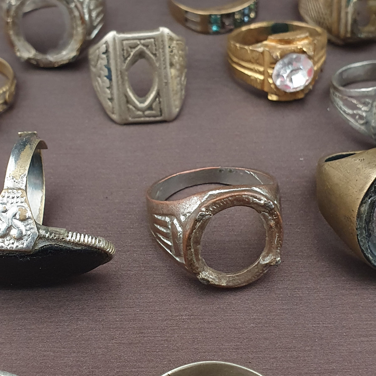 Lot of 24 Antique Rings  Mixed Brass Damaged Antique Style Ring Collection