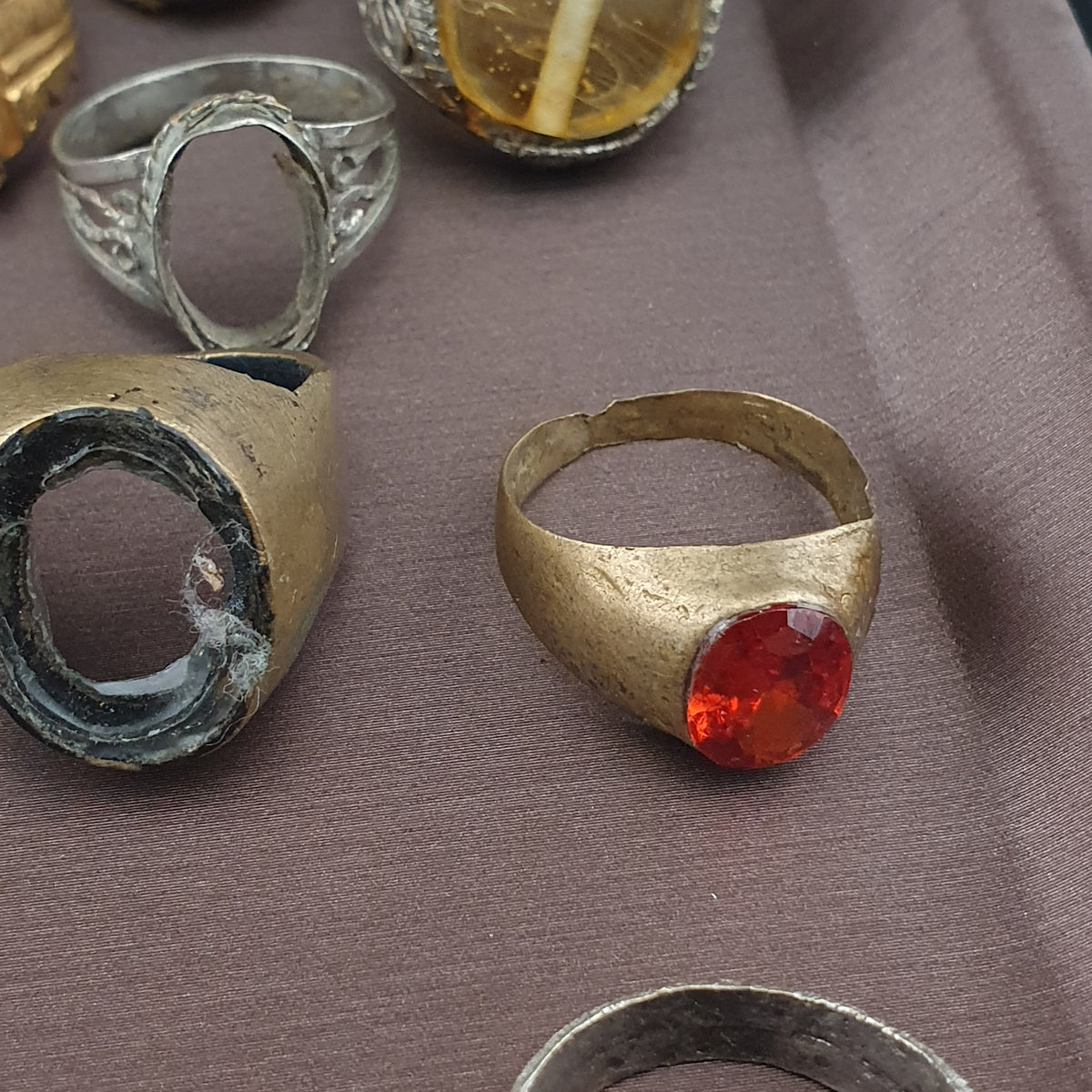 Lot of 24 Antique Rings  Mixed Brass Damaged Antique Style Ring Collection