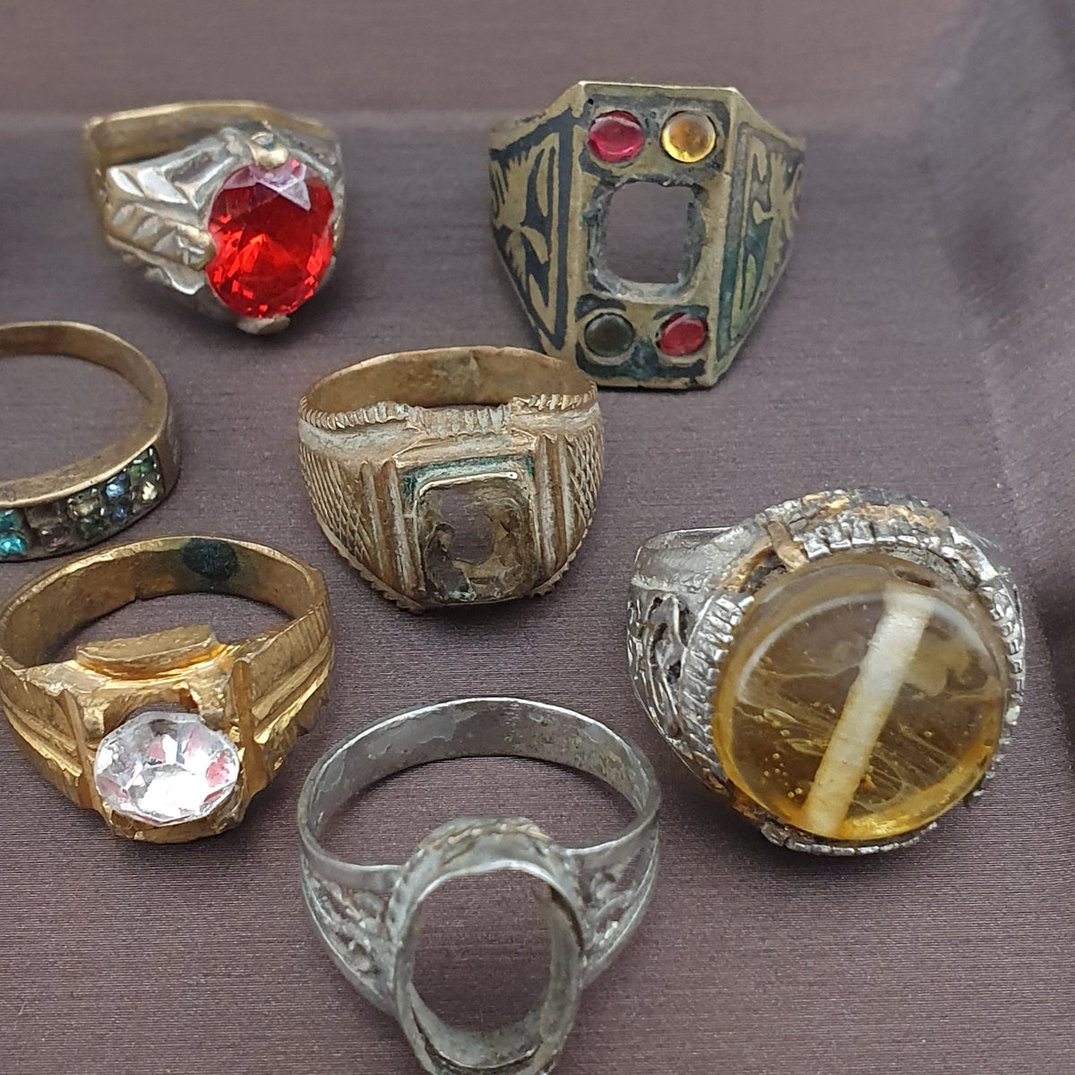 Lot of 24 Antique Rings  Mixed Brass Damaged Antique Style Ring Collection