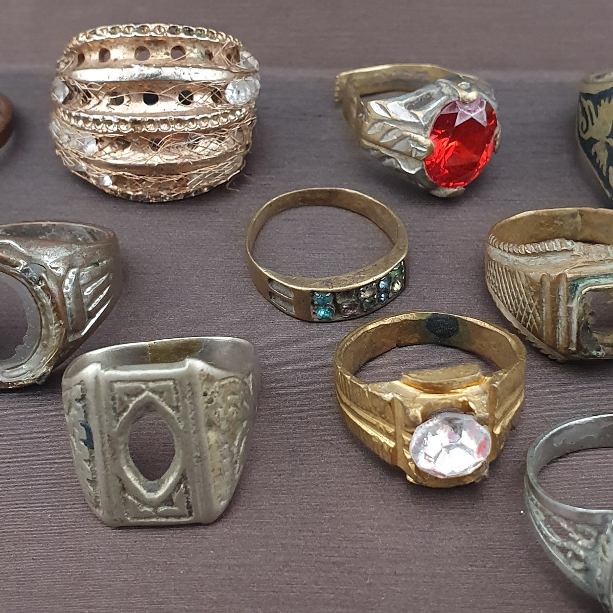 Lot of 24 Antique Rings  Mixed Brass Damaged Antique Style Ring Collection