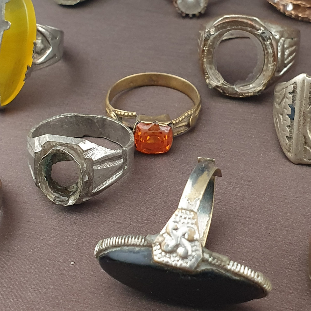 Lot of 24 Antique Rings  Mixed Brass Damaged Antique Style Ring Collection