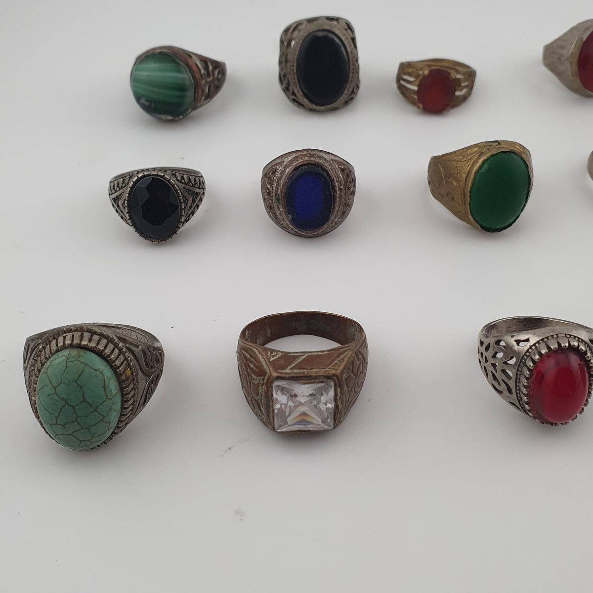 15 Vintage Rings Mixed Lot  Antique Brass Collectible Jewelry