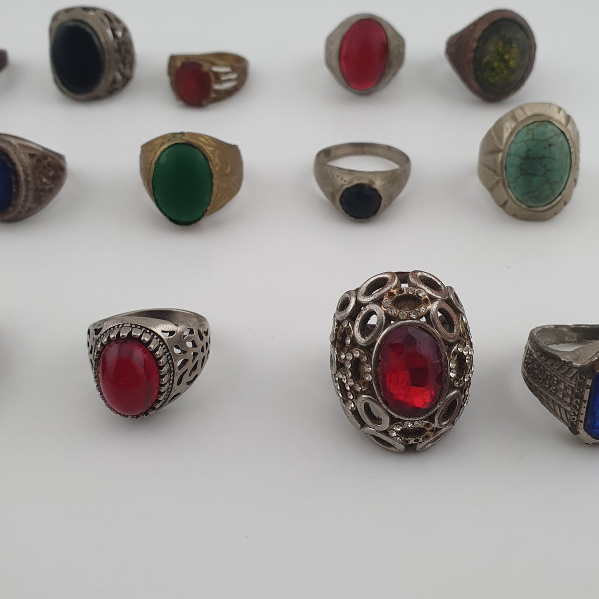 15 Vintage Rings Mixed Lot  Antique Brass Collectible Jewelry