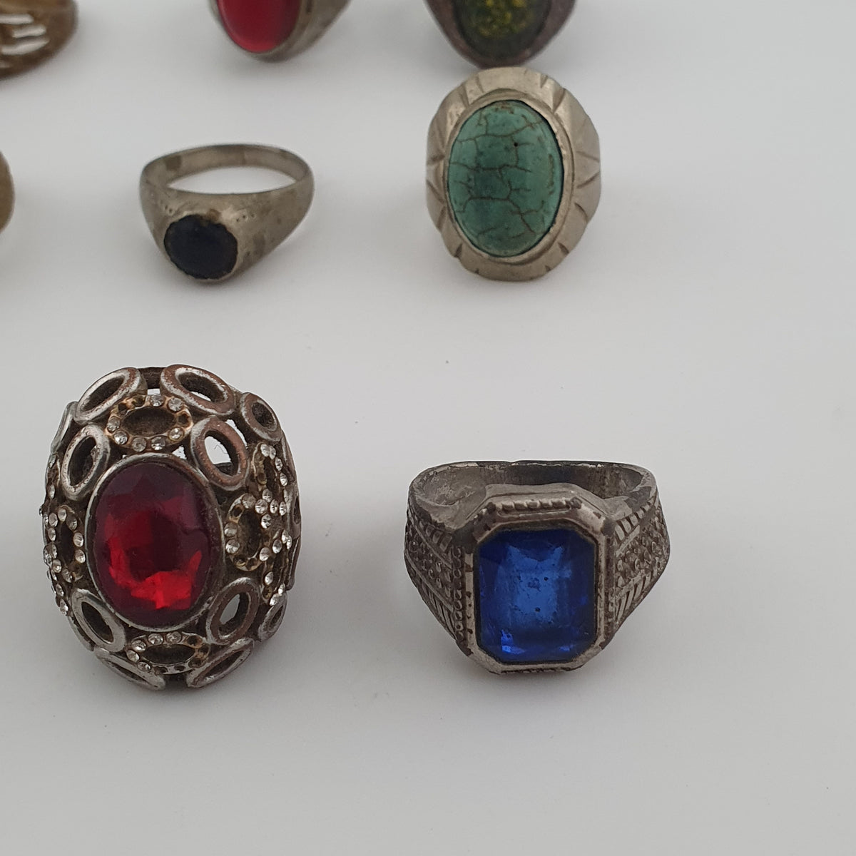 15 Vintage Rings Mixed Lot  Antique Brass Collectible Jewelry