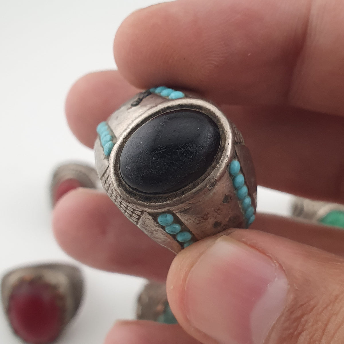 15 Mixed Vintage Rings Antique Style Brass Glass & Stone Collectible Ring Lot