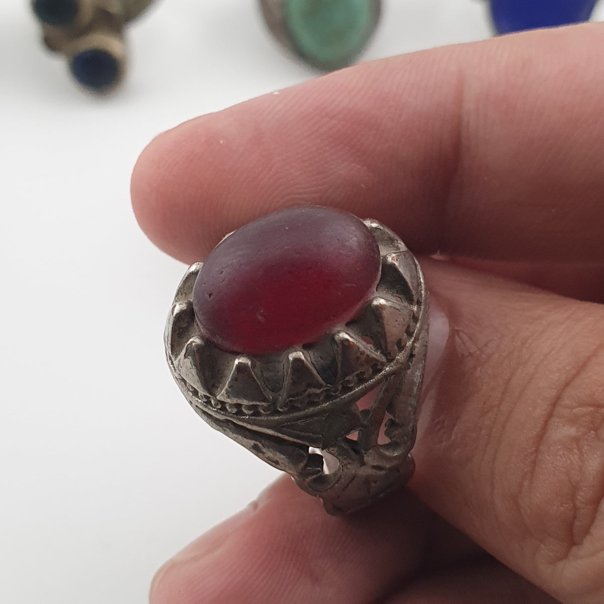 Antique Ring Collection Lot of 15 Mixed Brass & Stone,Glass Antique Style Rings