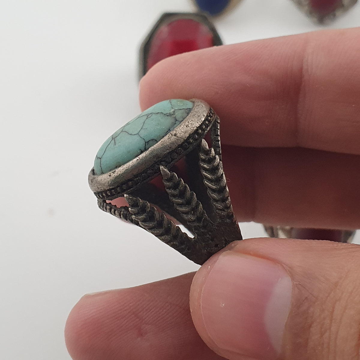 Antique Ring Collection Lot of 15 Mixed Brass & Stone,Glass Antique Style Rings