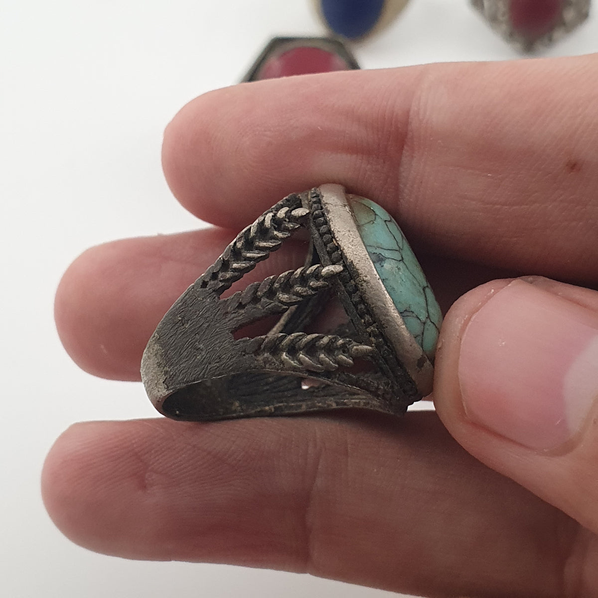 Antique Ring Collection Lot of 15 Mixed Brass & Stone,Glass Antique Style Rings