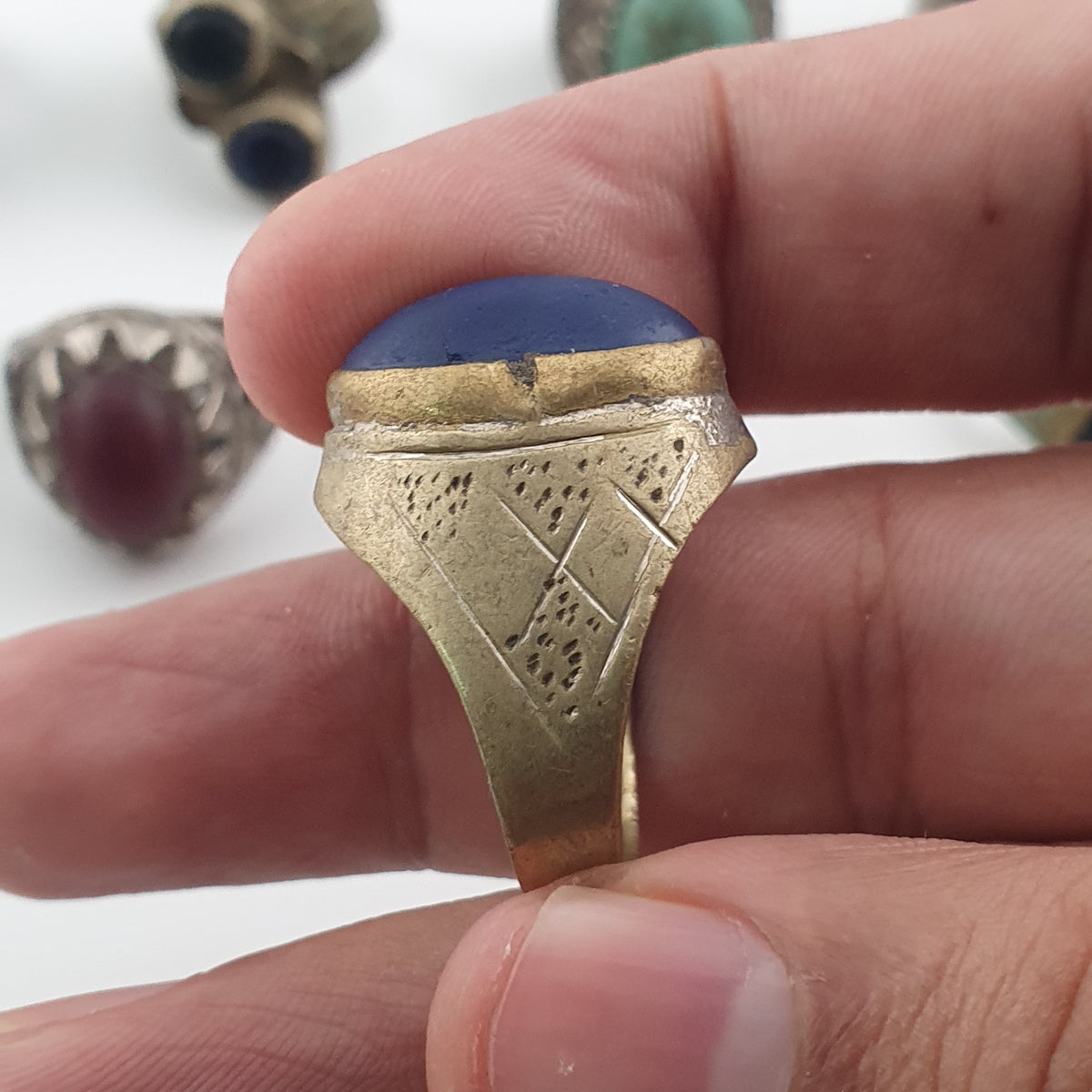 Antique Ring Collection Lot of 15 Mixed Brass & Stone,Glass Antique Style Rings