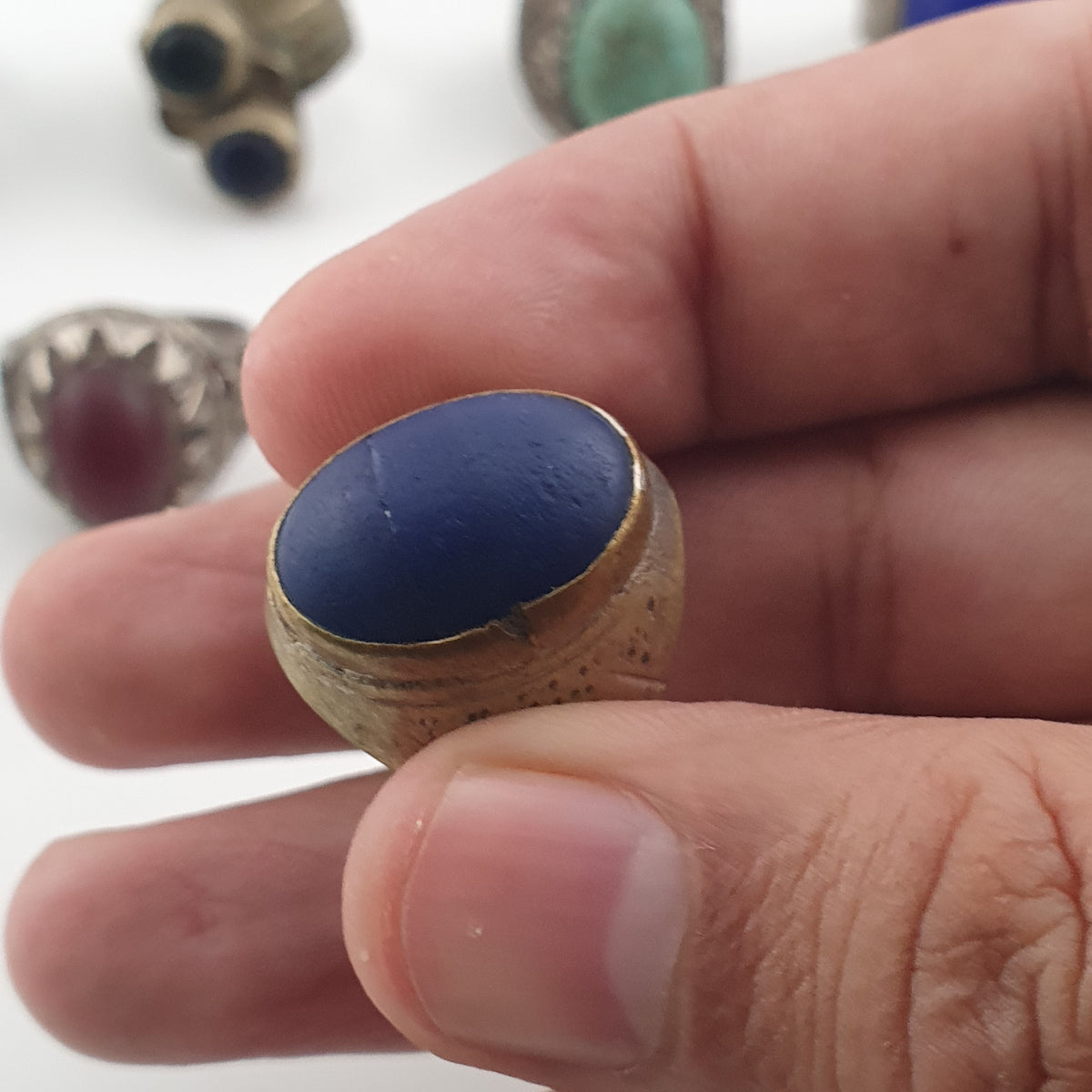 Antique Ring Collection Lot of 15 Mixed Brass & Stone,Glass Antique Style Rings