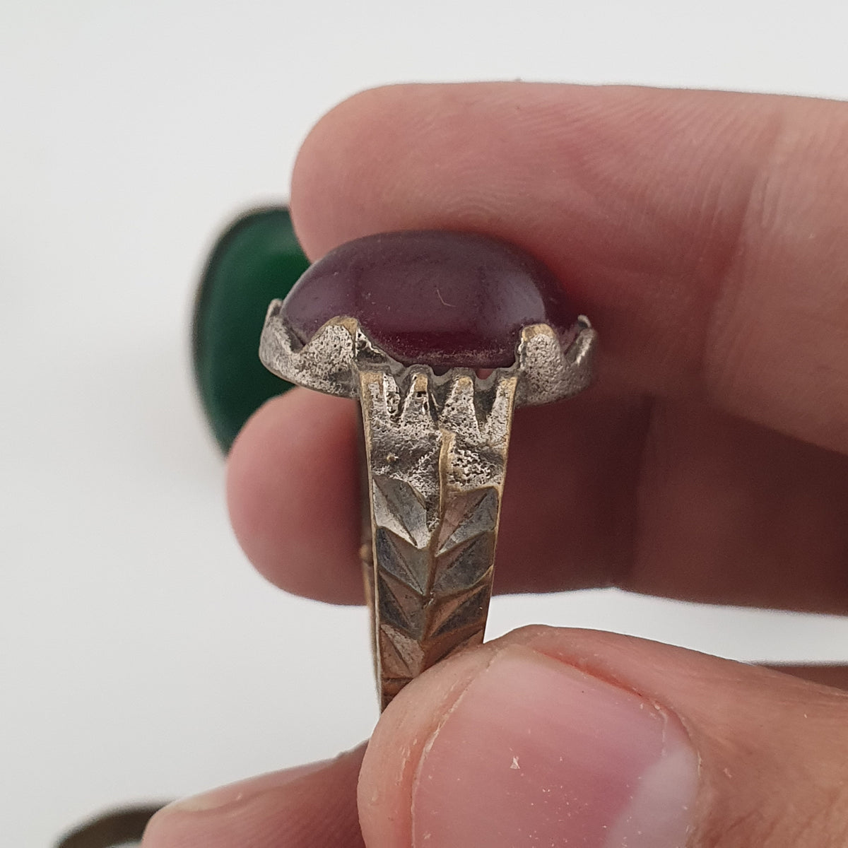 Antique Ring Collection Lot of 15 Brass Stone & Glass Rings