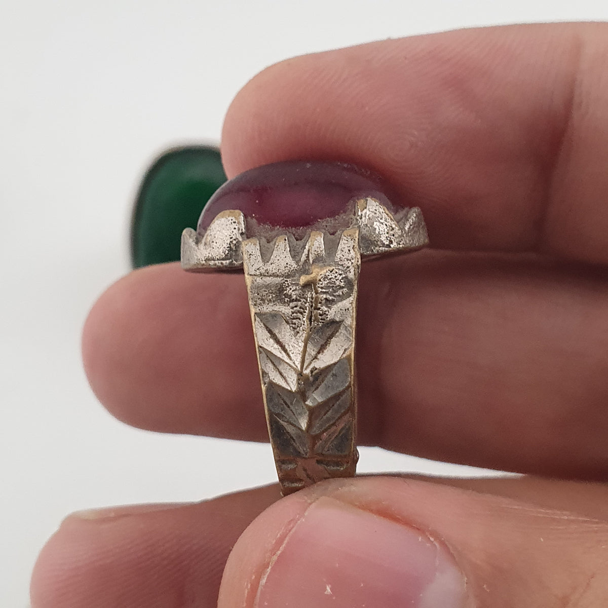 Antique Ring Collection Lot of 15 Brass Stone & Glass Rings