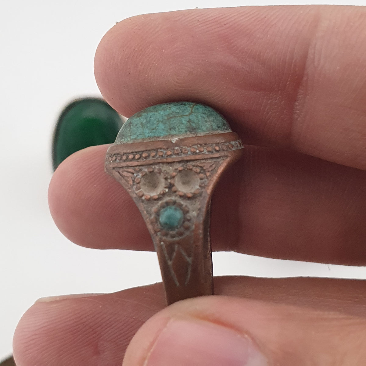 Antique Ring Collection Lot of 15 Brass Stone & Glass Rings