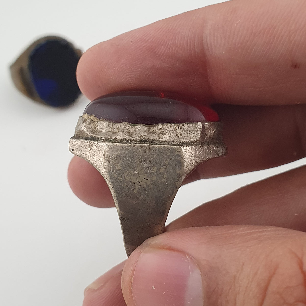 Antique Ring Collection Lot of 15 Brass Stone & Glass Rings